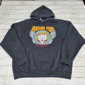 Gildan Hoodie Mens XL Charcoal Anson PDR Burleson Texas Winged Sugar Skull Biker
